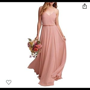 Long Spaghetti Strap Chiffon Bridesmaid/Prom Dress